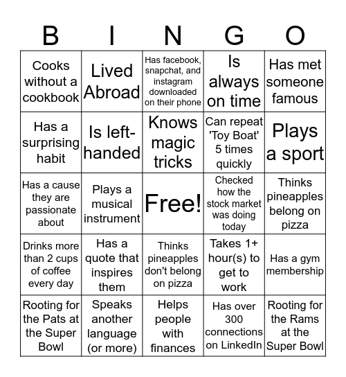FSO Advisory Tysons Colocation-Day Bingo! Bingo Card