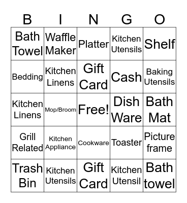 Macy's Bridal Shower Bingo Card