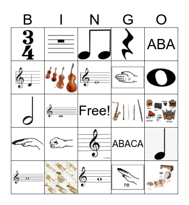 3rd Grade Melody and Rhythm Bingo Card