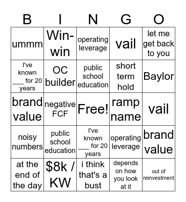 BINGO Card