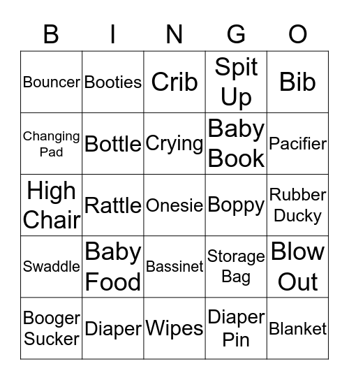 Baby Shower Bingo Card