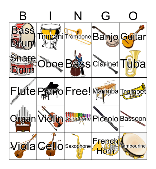 Instruments Bingo Card