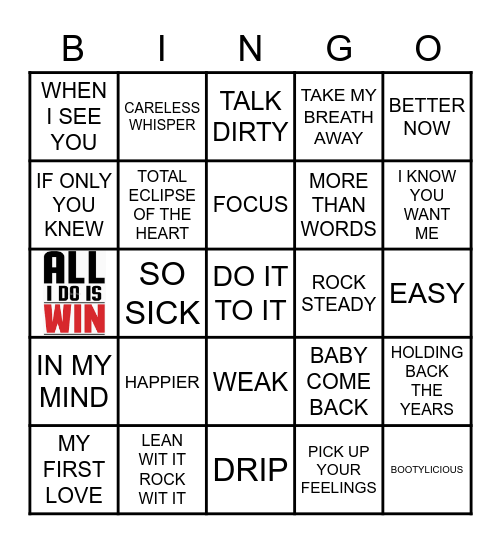 MXB600     KAMIKAZI KARAOKE Bingo Card