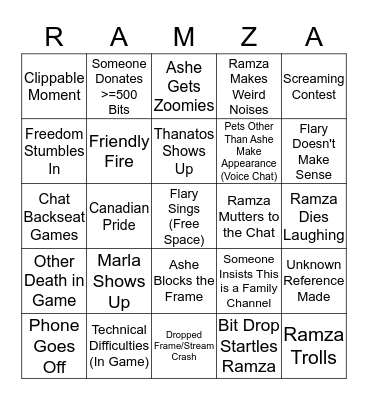 Co-Op Bingo with Ramza411 Bingo Card