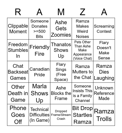 Co-Op Bingo with Ramza411 Bingo Card
