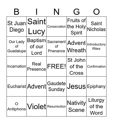Advent -Christmas BINGO Card