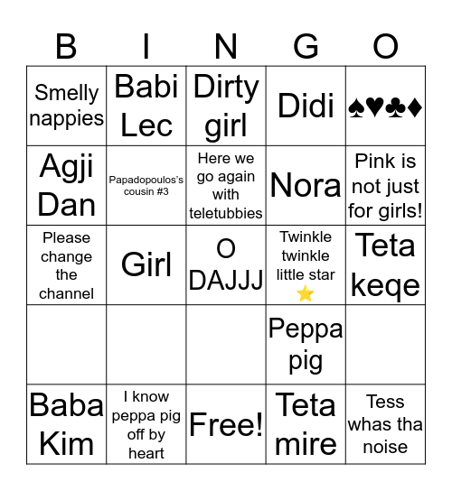 Baby shower bingo Card