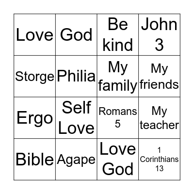 Love Bingo Card