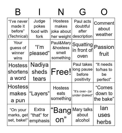 TGBBS S3 Finale Bingo Card