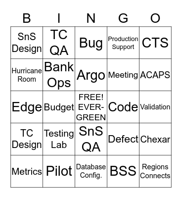 BSS Evergreen Week Bingo Card