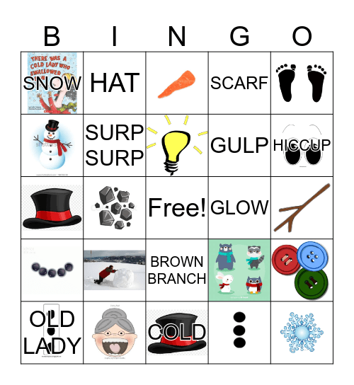 THERE WAS A COLD LADY WHO SWALLOWED SOME SNOW Bingo Card
