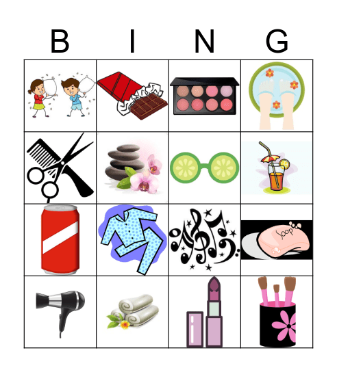 Sleepover Bingo Card