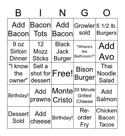 Server Bingo Card