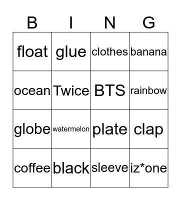 Word Bingo Card