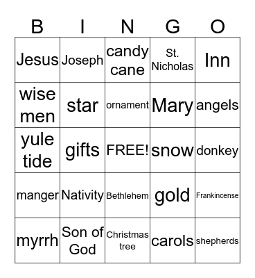 Christmas Bingo Card
