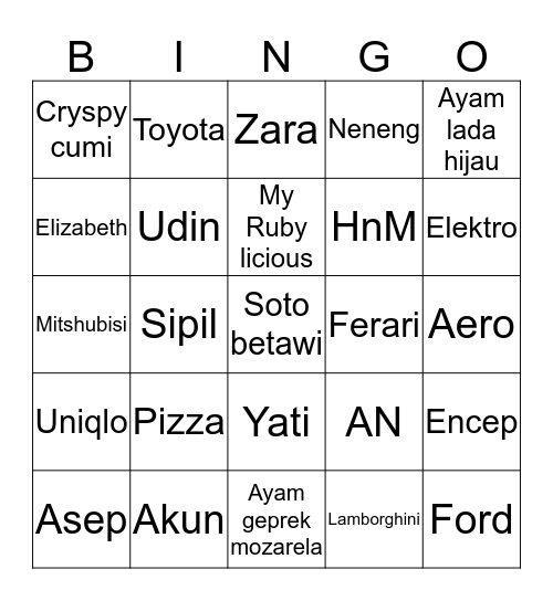 Untitled Bingo Card