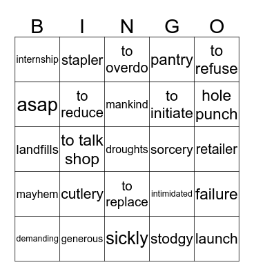 Language Bingo Card