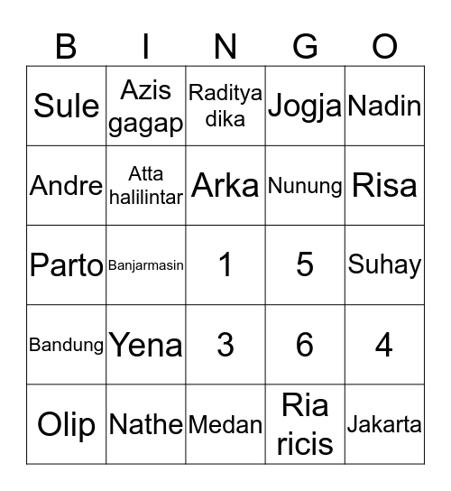 OLIP Bingo Card