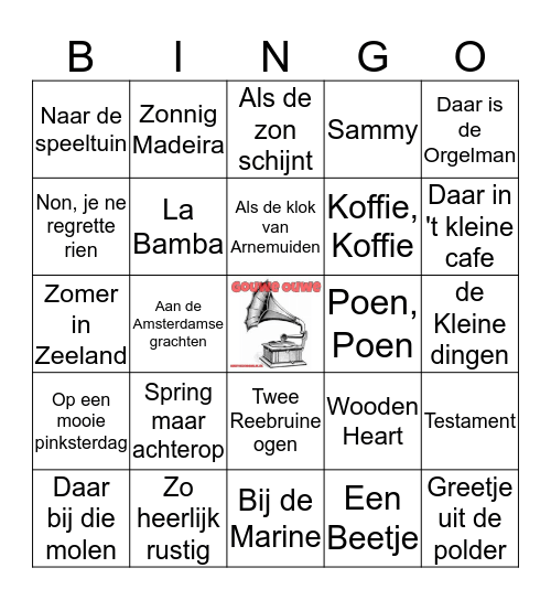 MuziekBingo Gouwe Ouwe Bingo Card