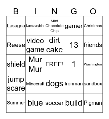 Mindcraft Bingo Card