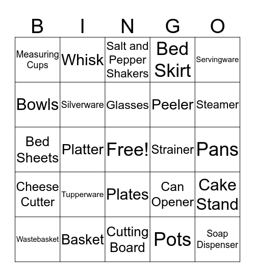 Sarah's Bridal Bingo Card