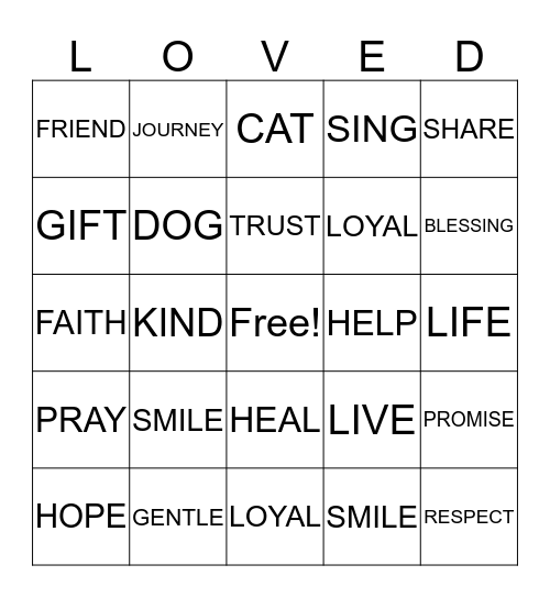 KINDNESS Bingo Card