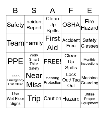 Dura-Line Safety Bingo Card