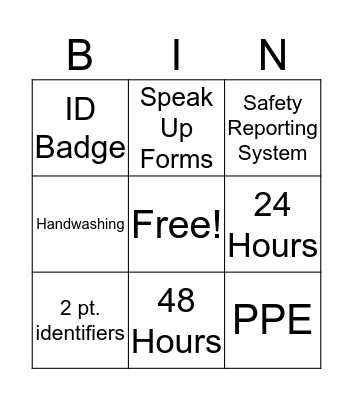Joint Commission Bingo Card