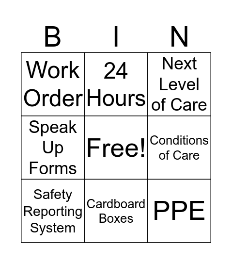 Joint Commission Bingo Card