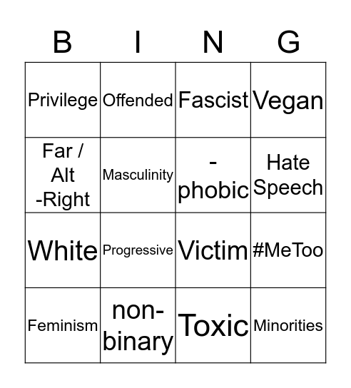 Left Wingo Bingo Card