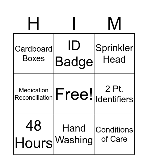 Joint Commission Bingo Card