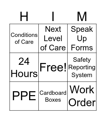 Joint Commission Bingo Card