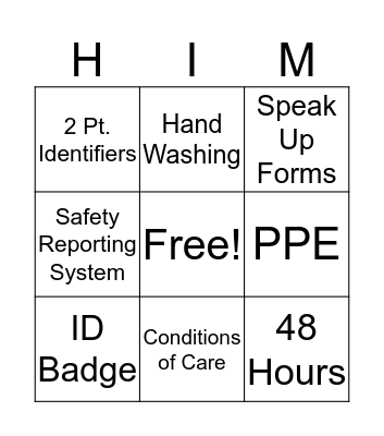 Joint Commission Bingo Card