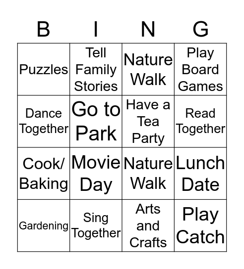 Building Relationships  Bingo Card