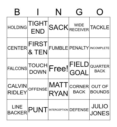 Football Bingo Card