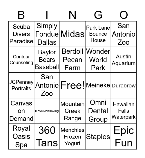 Groupon Bingo Card
