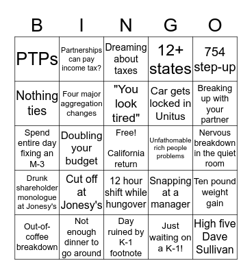 BUSY SEASON BINGO Card