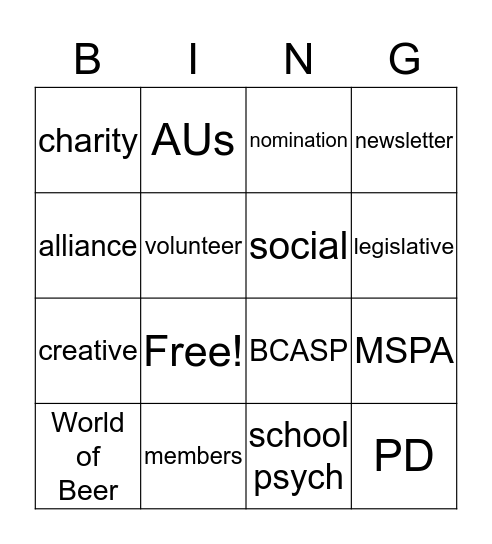 BCASP Bingo Card