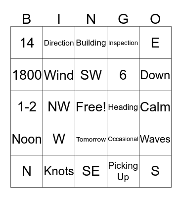 Yogi's Weather BINGO Card