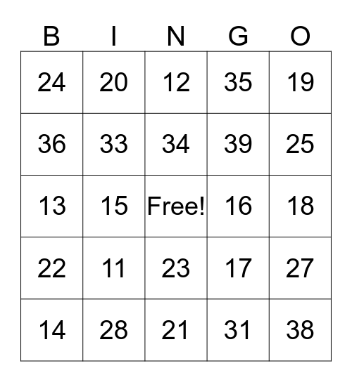 Spanish Numbers Bingo! Bingo Card