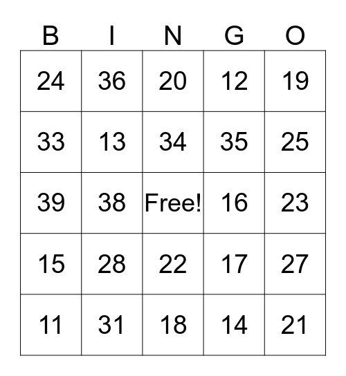 Spanish Numbers Bingo! Bingo Card