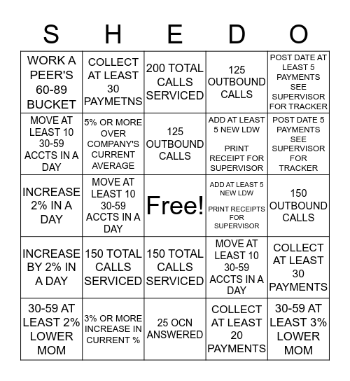 COLLECTIONS BINGO Card