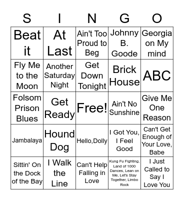 SINGO Bingo Card