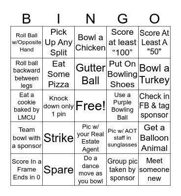 Bowling Bingo Card