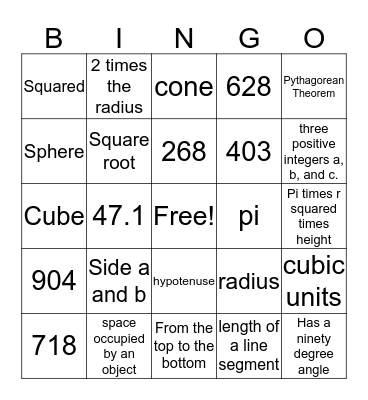 Unit 3 Vocabulary Bingo Card