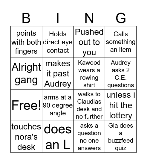 The Tobin Bingo Card