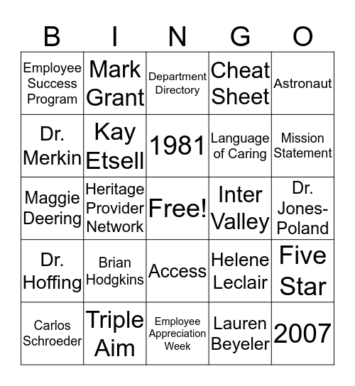 Clue BINGO Card