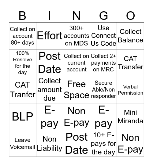 Team Aleem Bingo Card