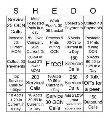 COLLECTIONS BINGO Card