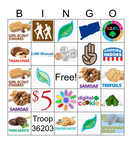 Girl Scout Cookies Bingo Card